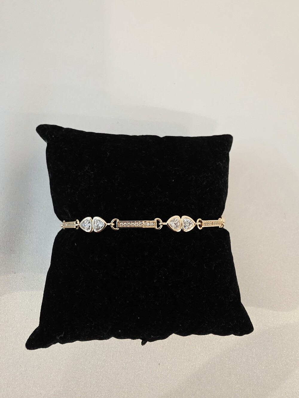 Lili Claspe Bracelet 14k Gold Plated With Clear Crystals 6.5" New